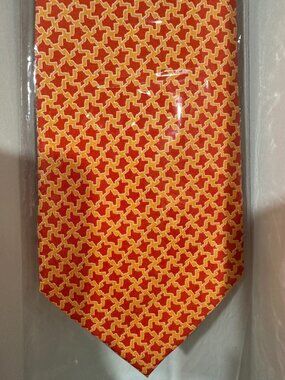 NWOT Sine Die 100% Silk Texas State Outline Tie Burnt Orange Gold Necktie